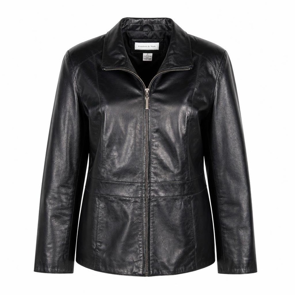 Preston York Leather Jacket Womens S Black Genuine Lambskin Bomber Edgy Mob Wife
